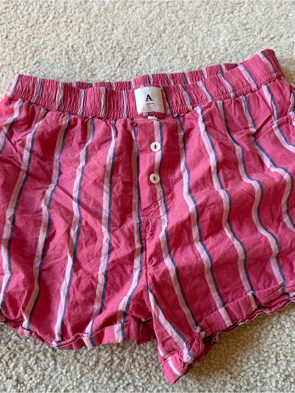 Anthropologies Womenβs pink Striped Pink Cotton Shorts boxer size xs